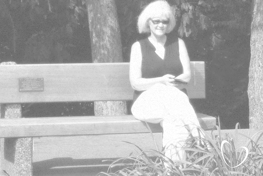 anne on a bench